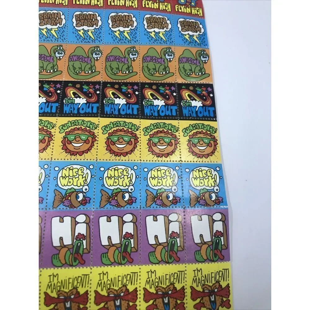 Kellogg's Cereal Fun Stamps Sheet Stickers Vintage 1980s. Rare